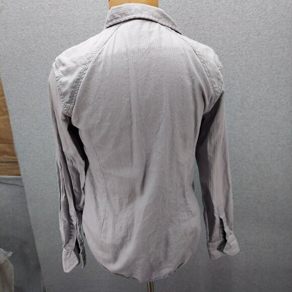 Guess Long Sleeve Button Up Collared Shirt Grey Zippered Pockets SZ Small VTG - Picture 7 of 8